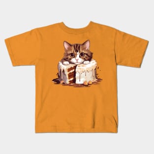 Birthday Cat Cake Kids T-Shirt